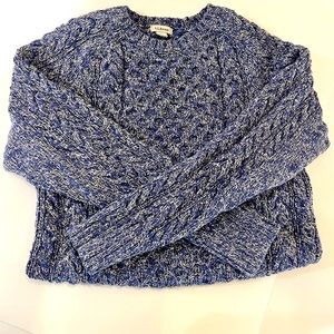 L.L. Bean Cotton Marled Sweater. EUC. Women’s Small Petite. Blue & White Knit.